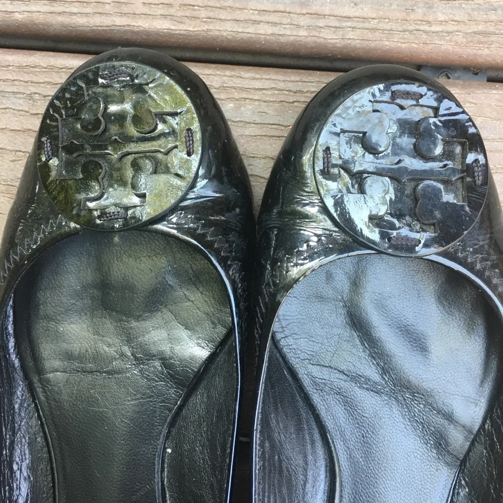 Tory Burch Black Patent Leather Reva Ballet Flats